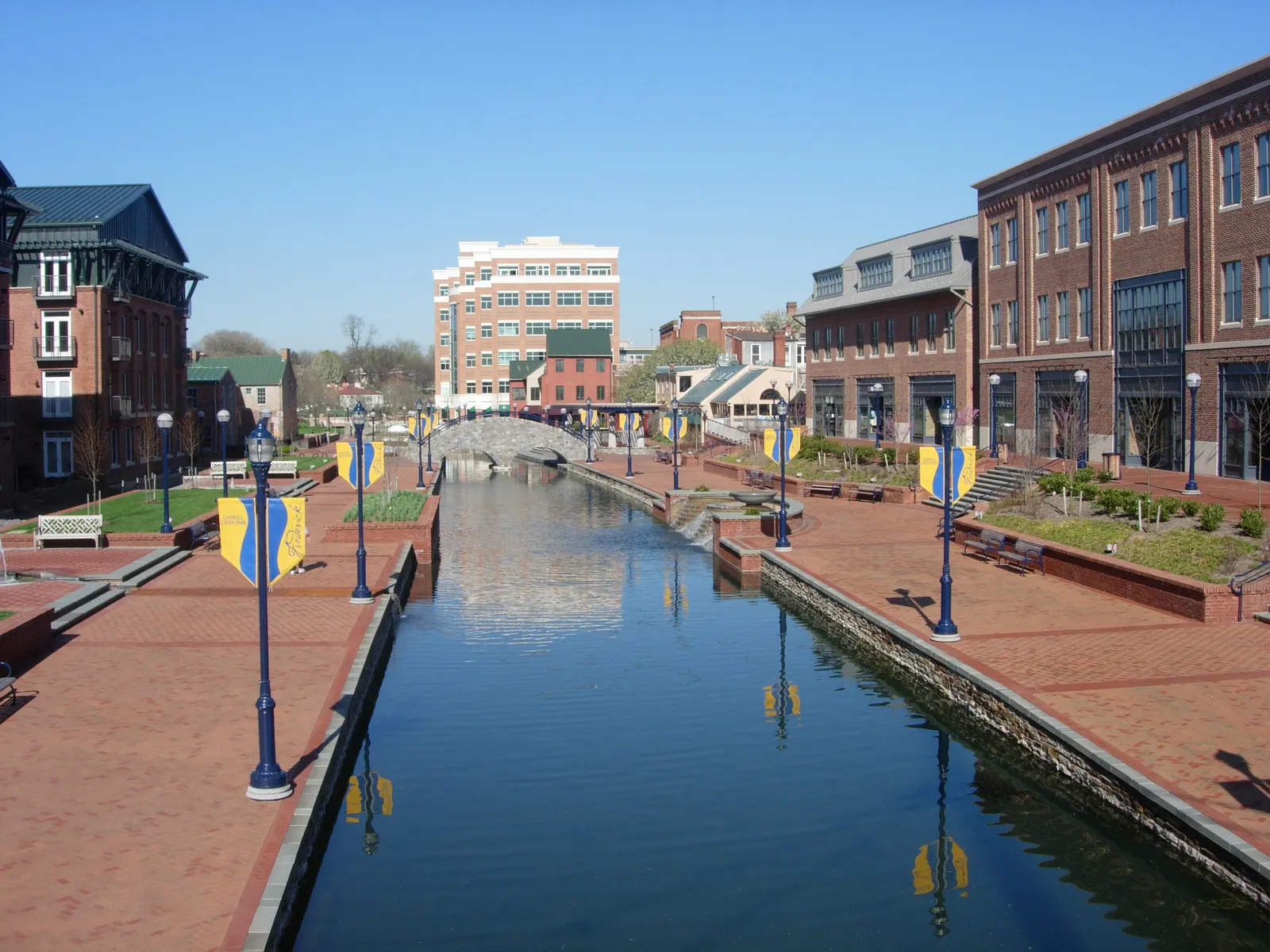 Carroll Creek promenade in downtown Frederick, Maryland
